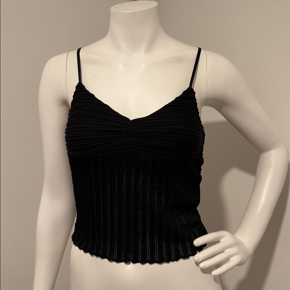 Elegant Black Ribbed Women's Top